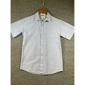 Izod Button Down Shirt Men's XL (Measures Small) Blue Short Sleeve Casual